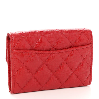 Chanel Caviar Quilted Flap Card Holder Wallet Red 3 of 9