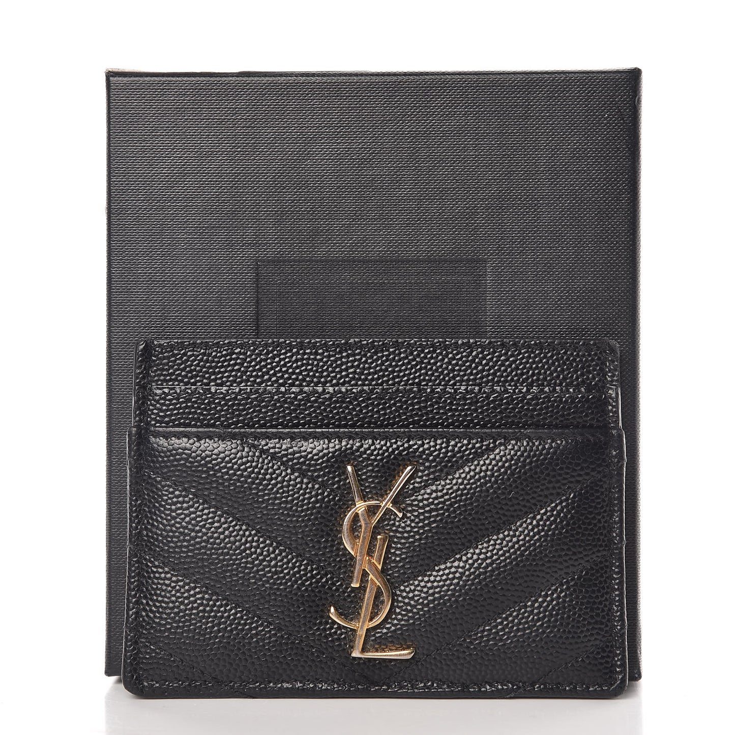 Grain De Poudre Matelasse Chevron Monogram Credit Card Case Black