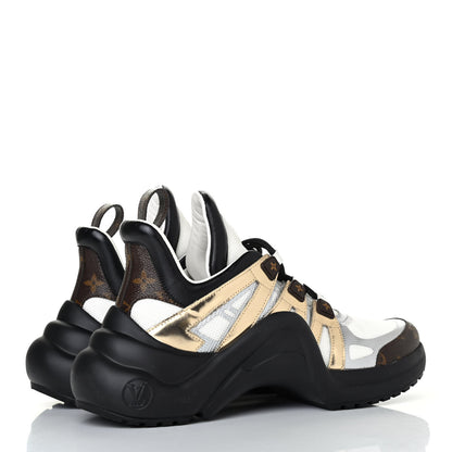 Louis Vuitton X LOL Metallic Calfskin Monogram Archlight Sneaker 40 Gold Silver 3 of 4
