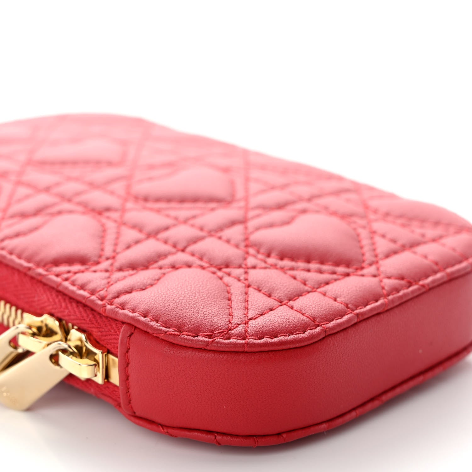 Christian Dior Lambskin Cannage Dioramour Lady Dior Phone Holder Bright Red 8 of 9