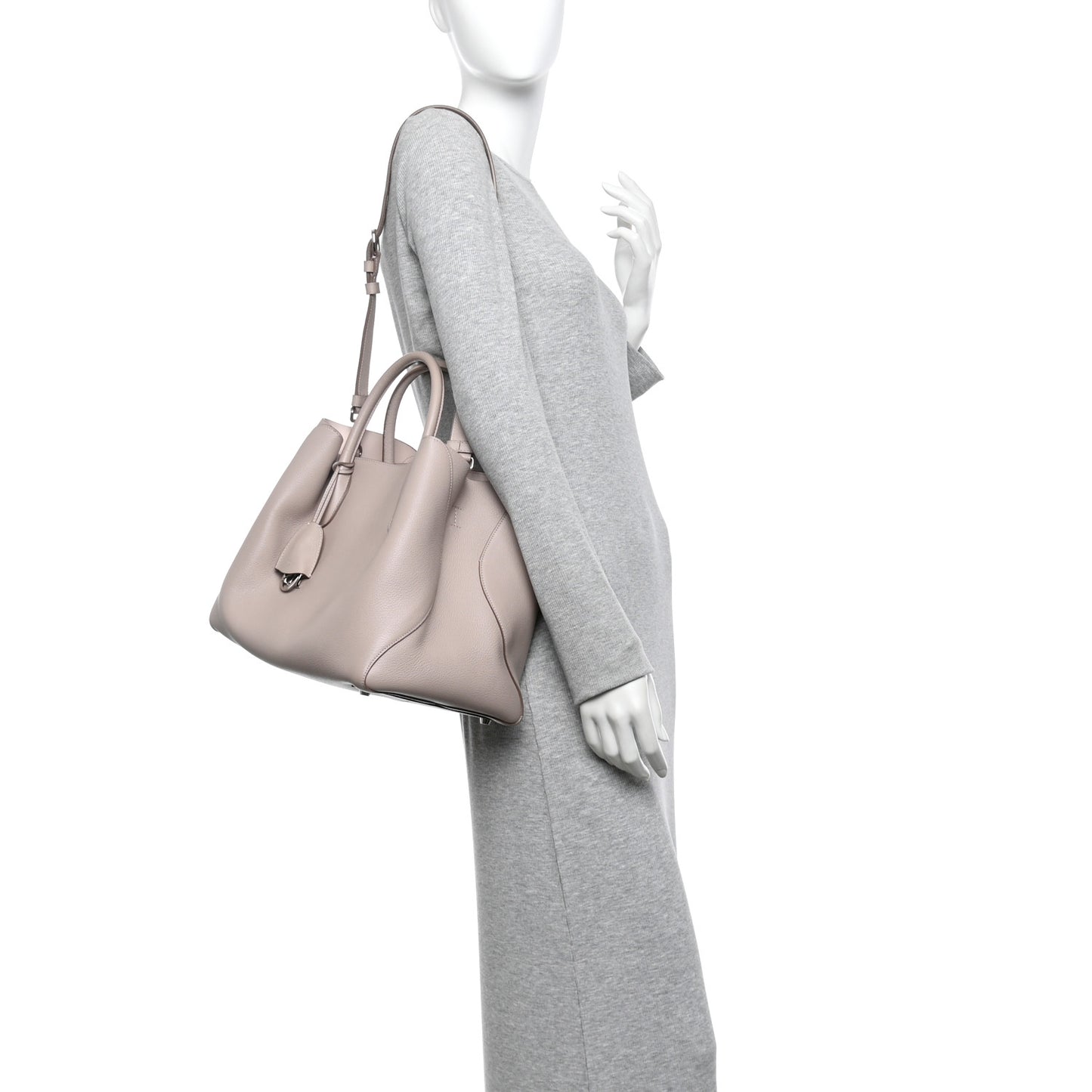 Supple Grained Calfskin Large Open Bar Tote Rose Poudre