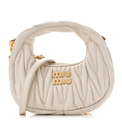 Miu Miu Nappa Matelasse Micro Wander Hobo White 1 of 10