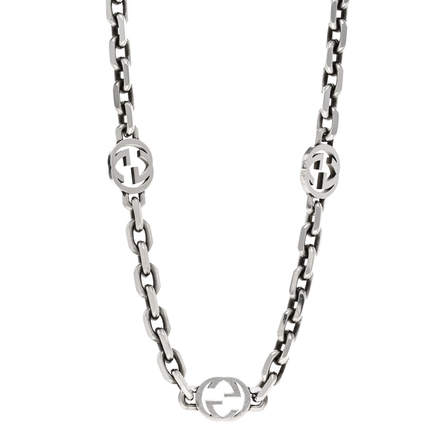 Sterling Silver Interlocking GG Chain Necklace