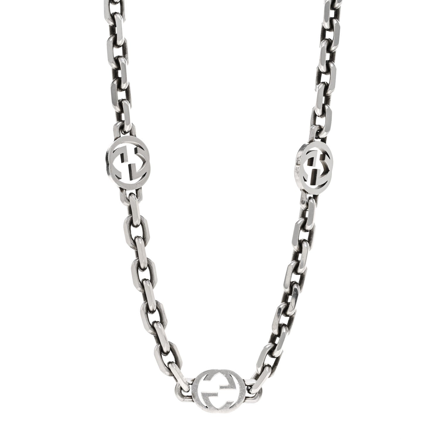 Gucci Sterling Silver Interlocking GG Chain Necklace 1 of 4