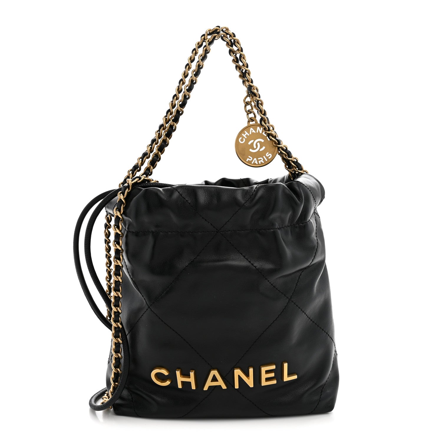 Chanel Shiny Calfskin Quilted Mini Chanel 22 Black 1 of 10