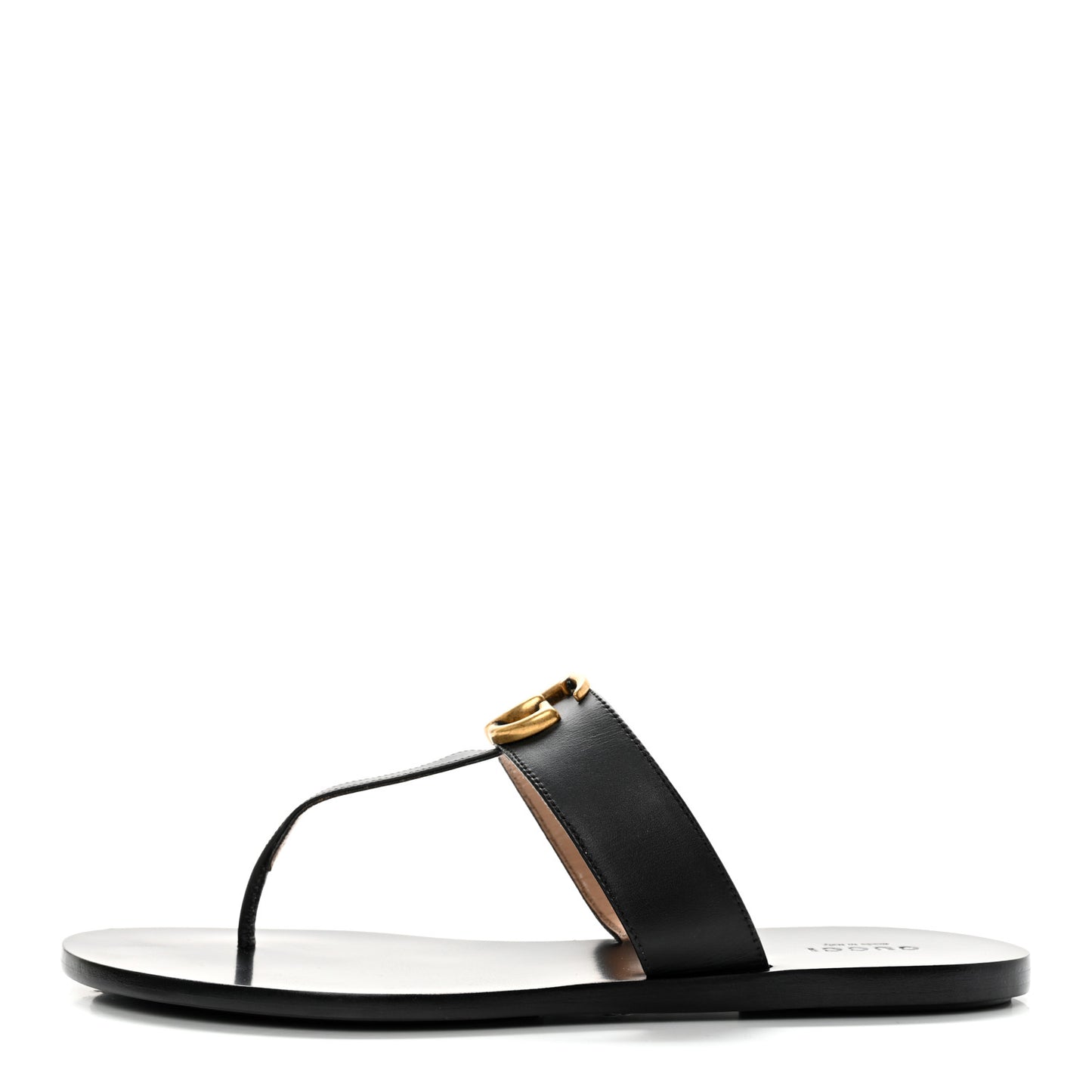 Calfskin GG Marmont Thong Sandals 39.5 Black