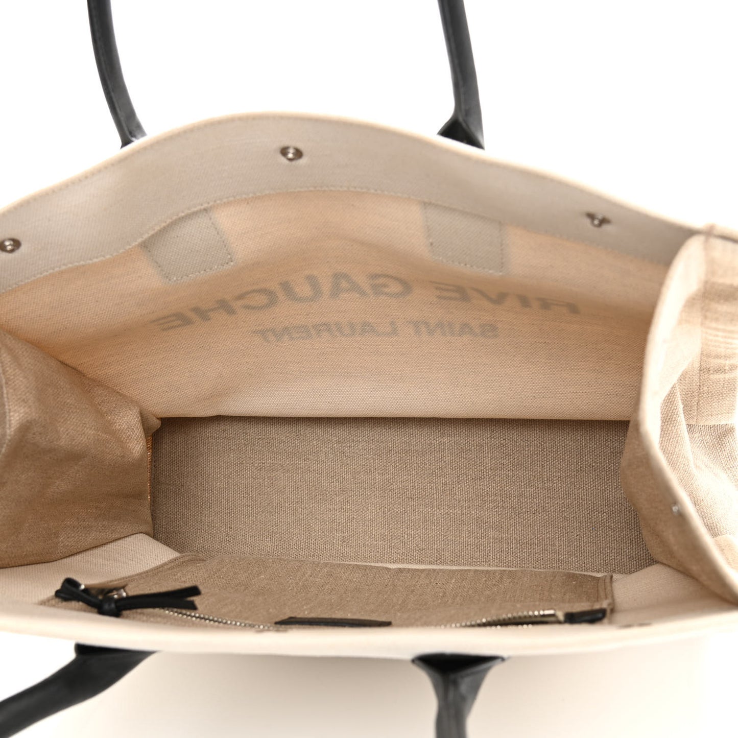 Linen Calfskin Small Rive Gauche Tote Greggio Natural