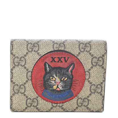 Gucci Soft GG Supreme Monogram Mystic Cat Card Case Wallet 1 of 7