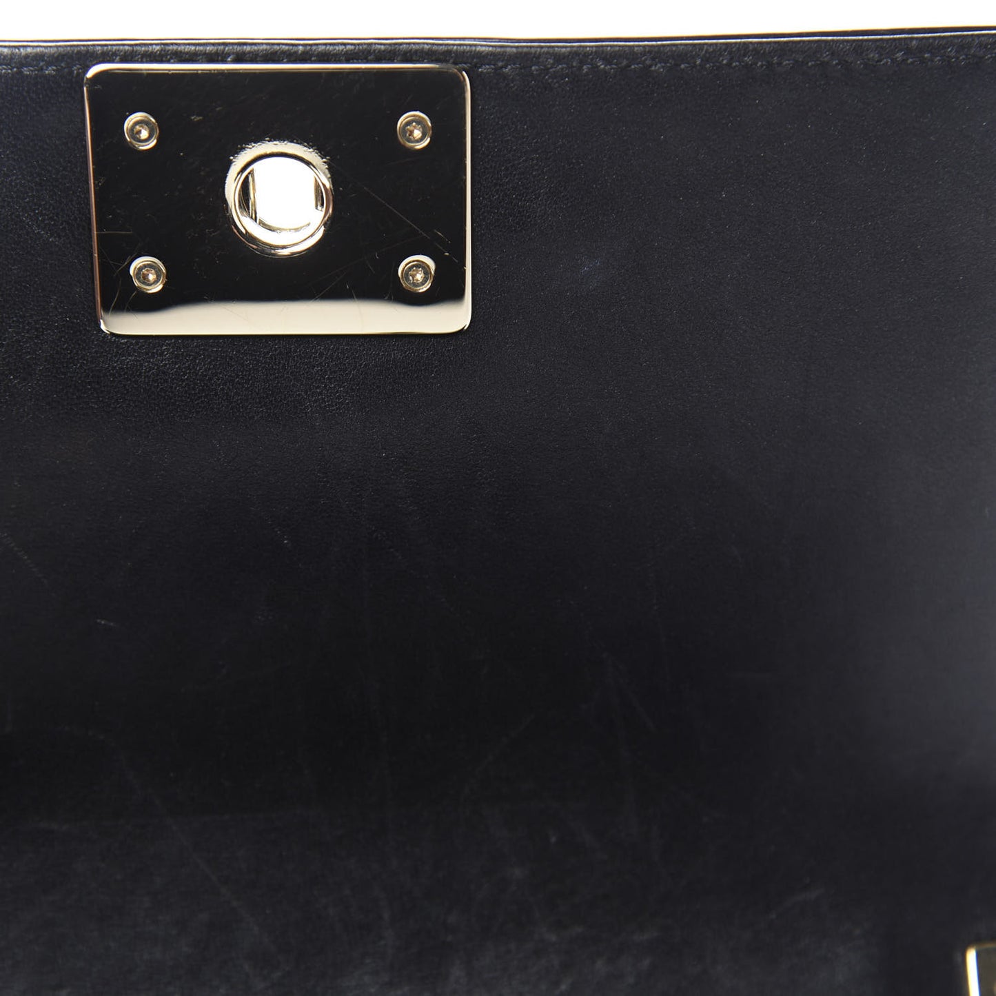 Iridescent Glazed Calfskin Quilted Small Boy Flap Black