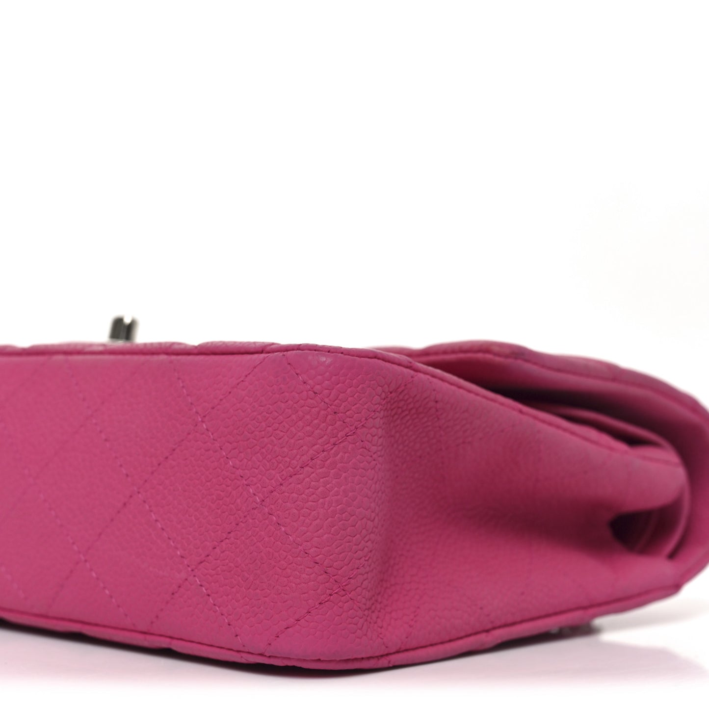 Iridescent Caviar Quilted Medium Double Flap Pink