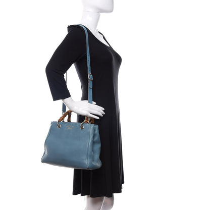 Gucci Calfskin Small Bamboo Shopper Tote Light Blue 3 of 18