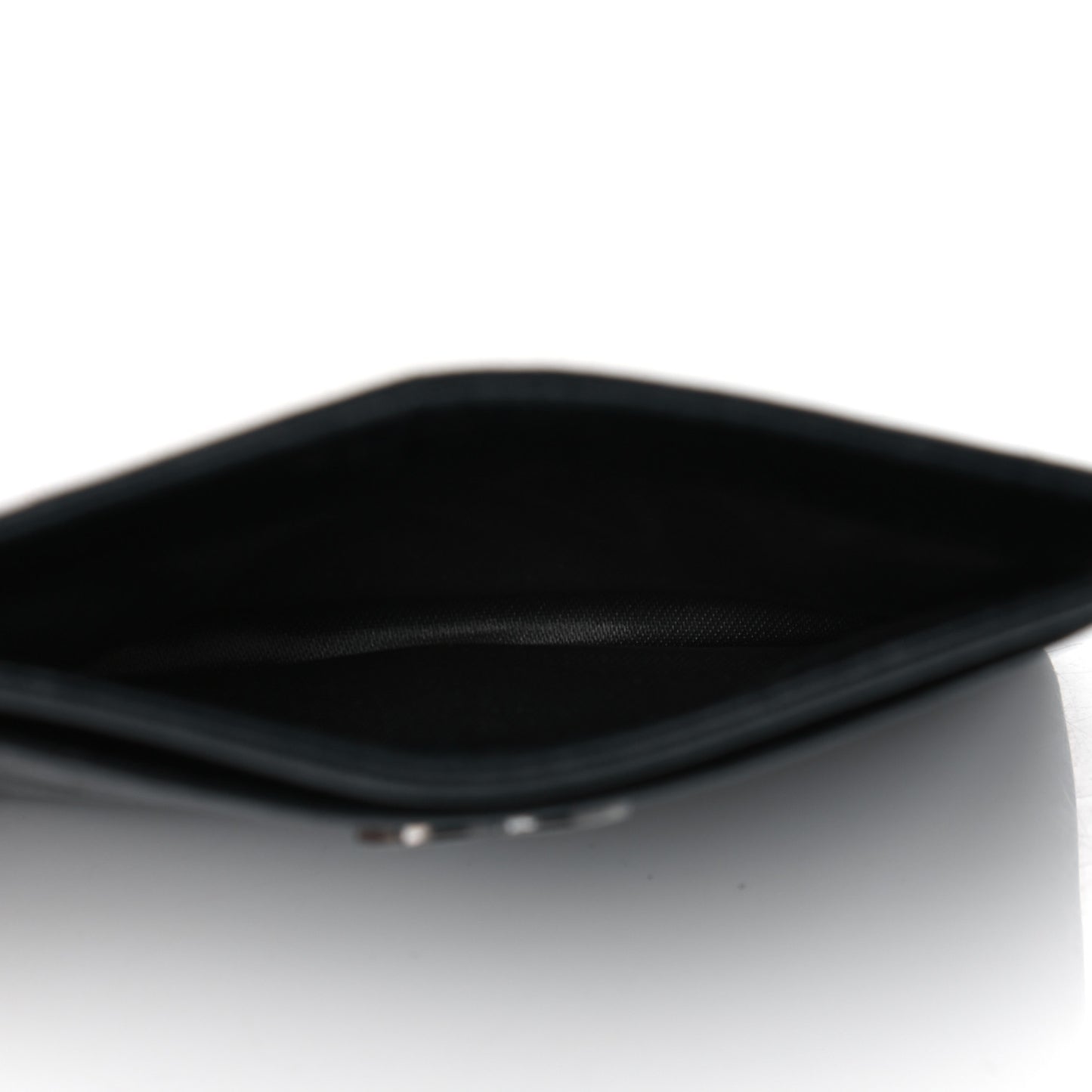 Lambskin Camellia Embossed Card Holder Black