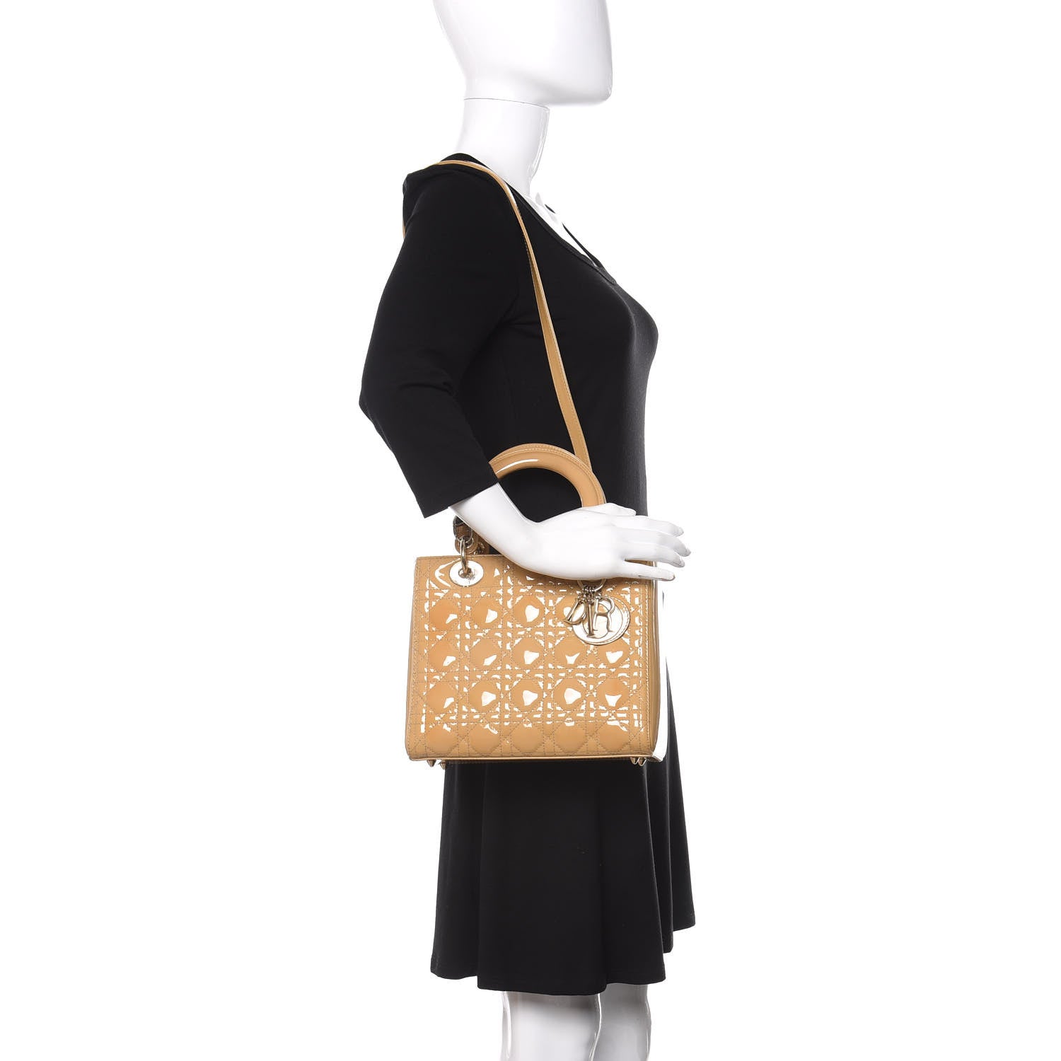 Christian Dior Patent Cannage Medium Lady Dior Beige 2 of 9