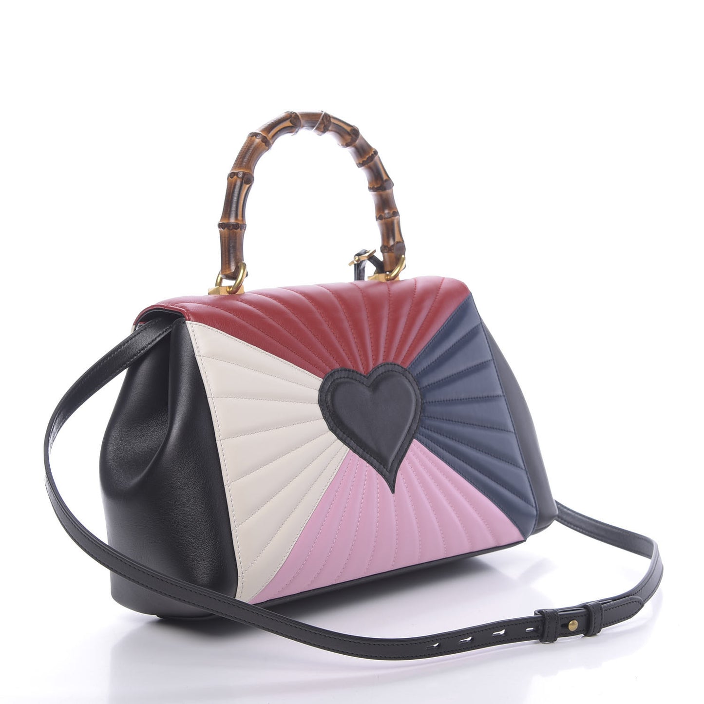 Calfskin Bamboo Trapuntata Queen Margaret Top Handle Bag Blue Agata Hibiscus Red Mystic White Sugar Pink