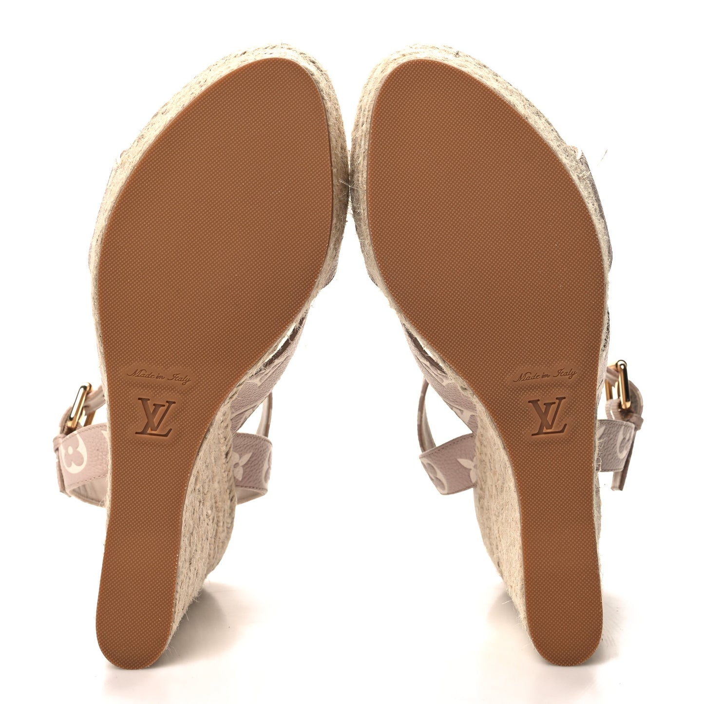 Calfskin Monogram Embossed Starboard Wedge Sandals 40 Beige