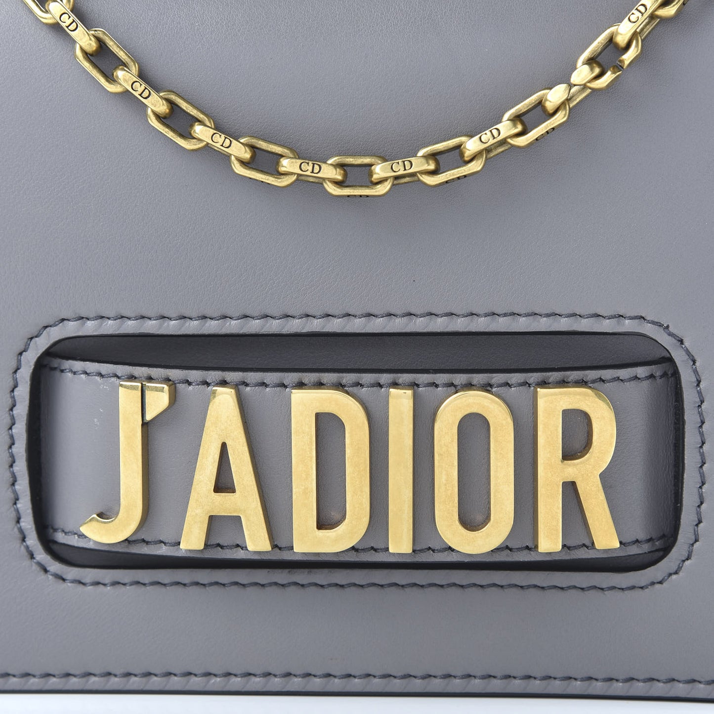 Calfskin Medium J'Adior Chain Flap Bag Iron Grey