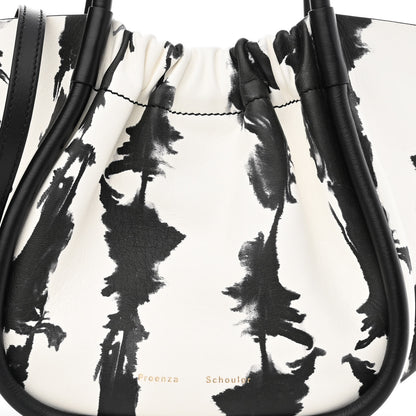 Proenza Schouler Lambskin Tie Dye Small Ruched Tote Optic White Black 8 of 10