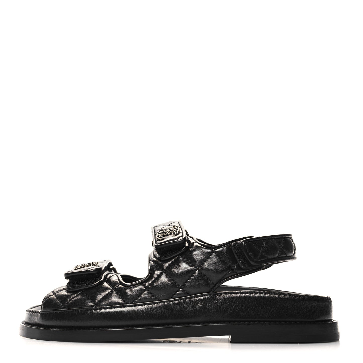 Lambskin Velcro Dad Sandals 35 Black