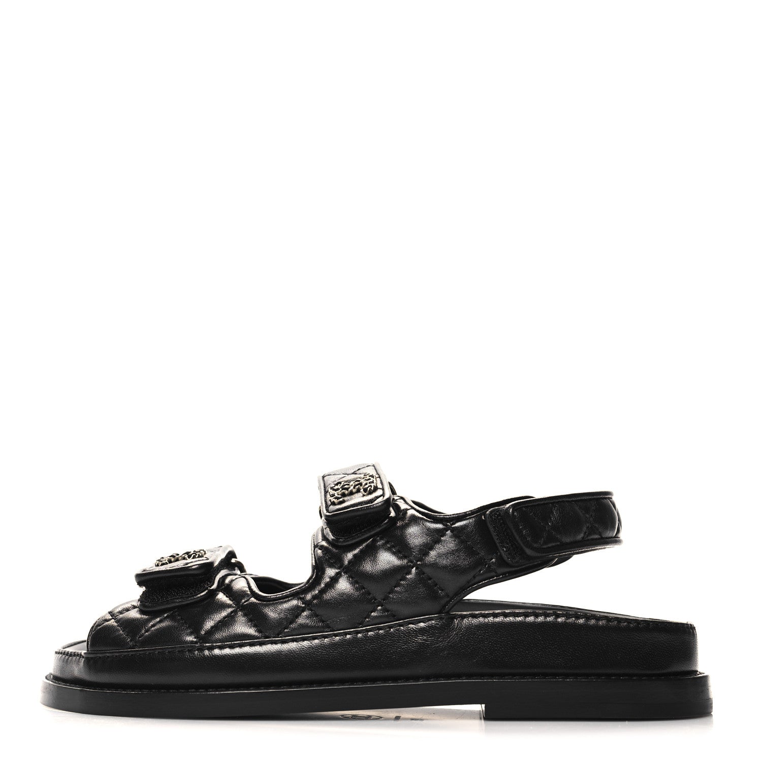 Chanel Lambskin Velcro Dad Sandals 35 Black 1 of 9