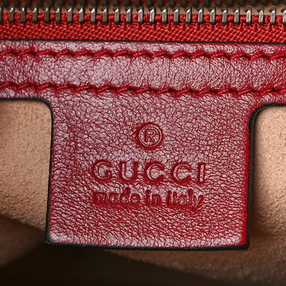 Gucci Vintage Effect Calfskin Matelasse Diagonal Small Torchon GG Marmont Top Handle Shoulder Bag Black Romantic Cherry 6 of 9