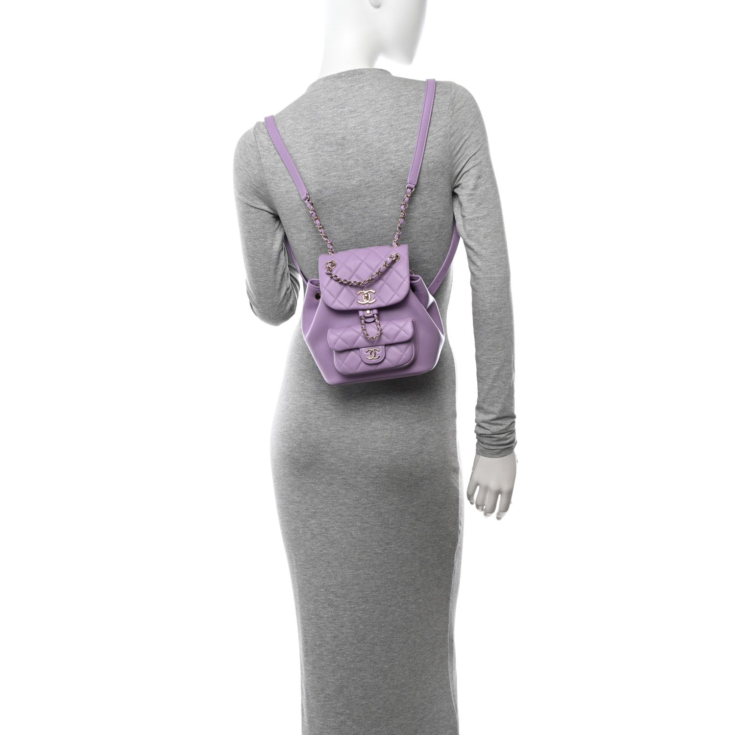 Chanel Lambskin Quilted Small Duma Drawstring Backpack Light Purple 2 of 10