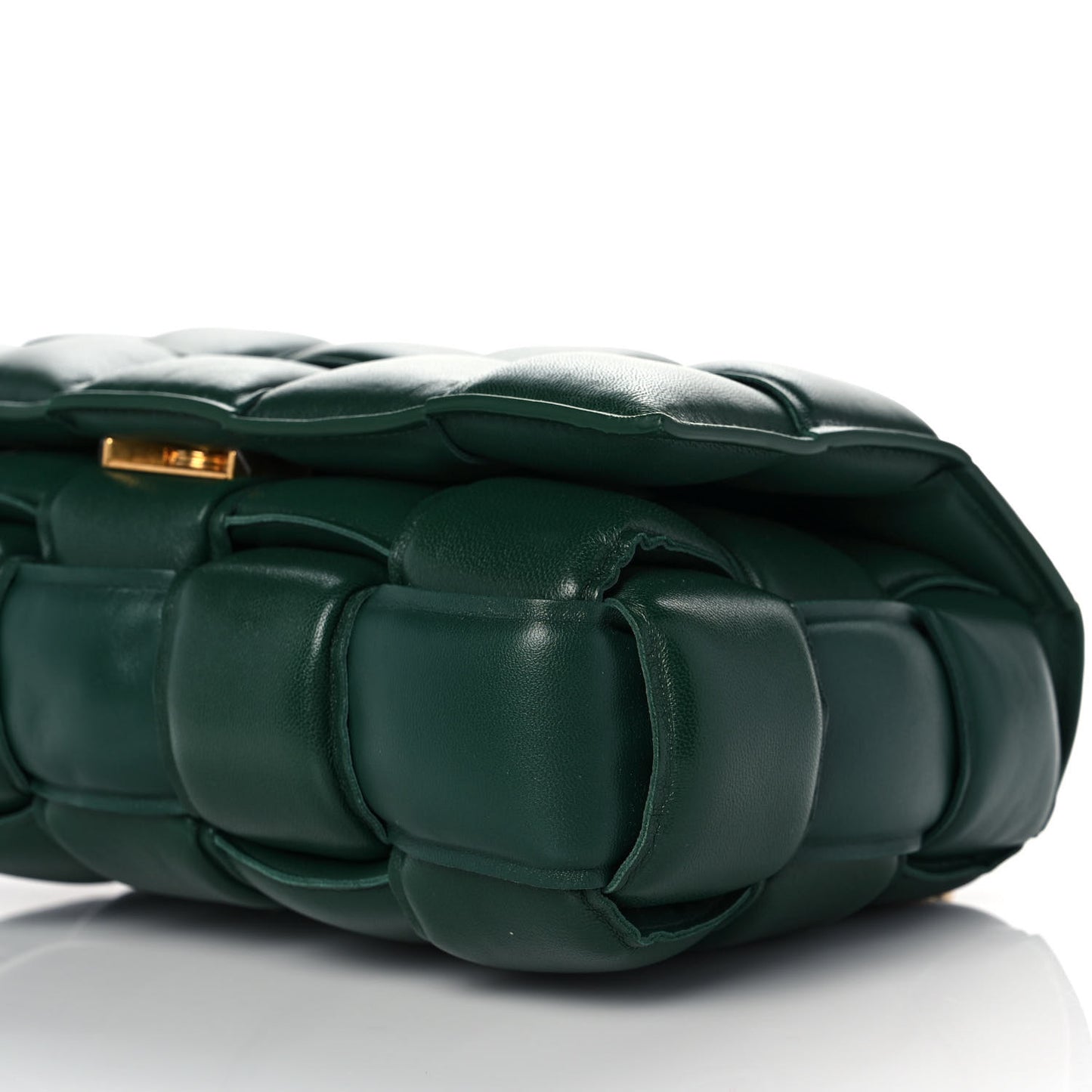 Lambskin Maxi Intreccio Padded Chain Cassette Crossbody Bag Racing Green