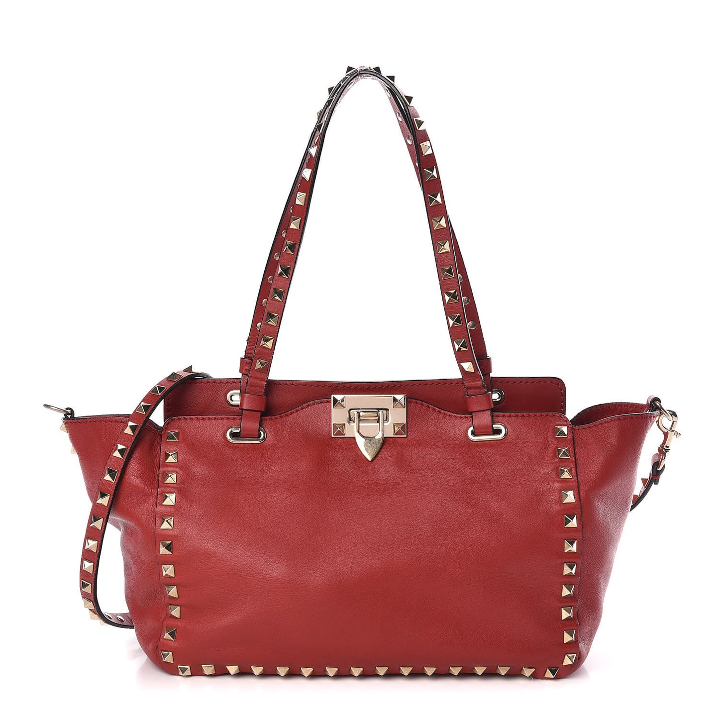 Vitello Small Rockstud Tote Rosso Valentino