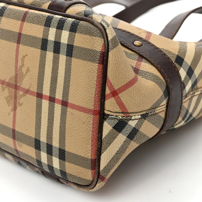 Burberry Haymarket Check Studded Tote Bag Chocolate 9 of 11