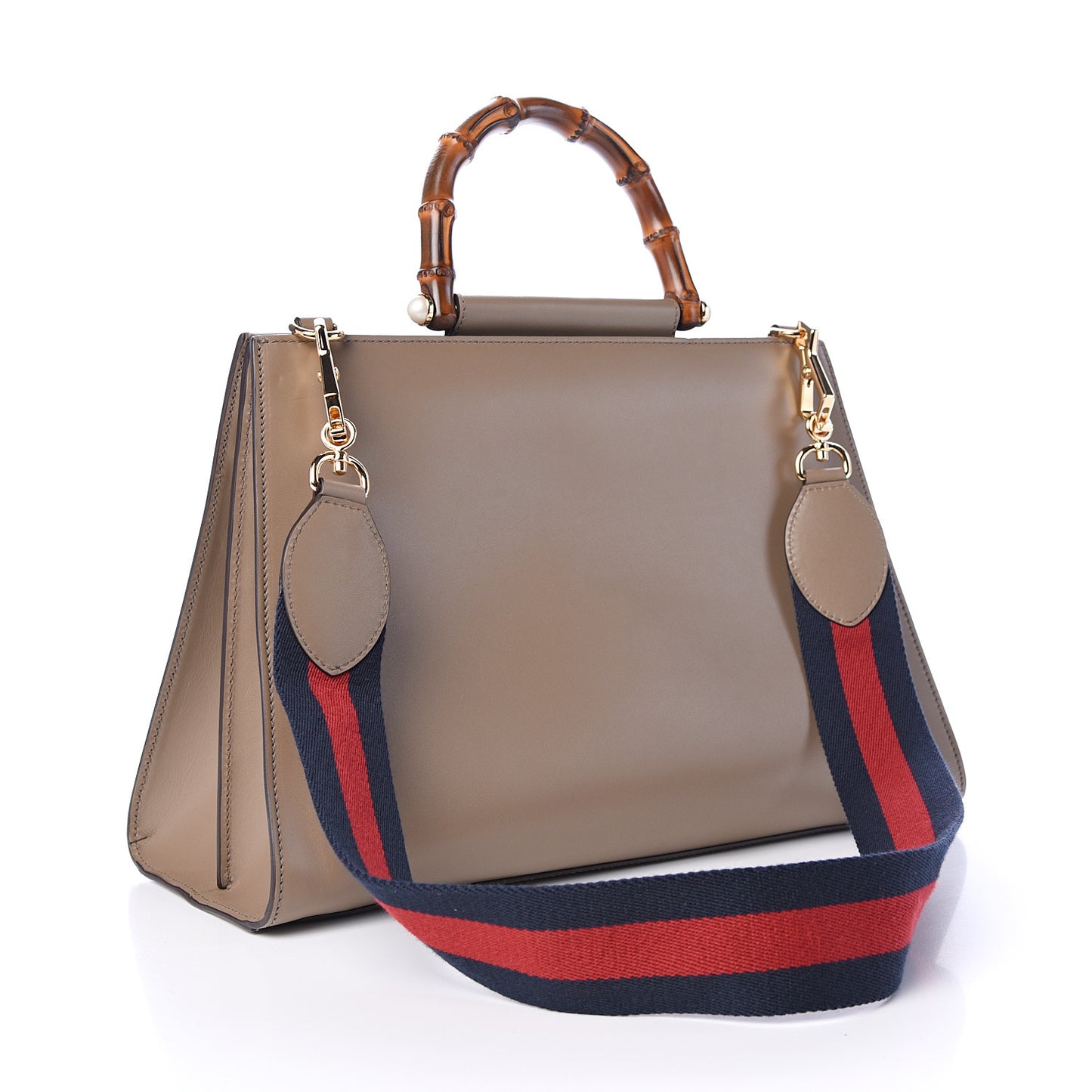Nappa Bamboo Web Medium Nymphaea Top Handle Bag Brown