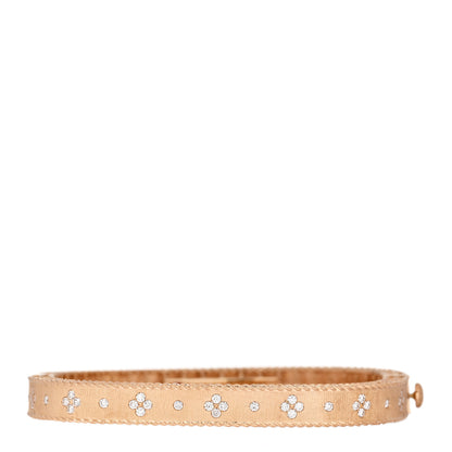 Roberto Coin 18K Rose Gold Diamond Princess Satin Fleur De Lis Bangle Bracelet 1 of 4