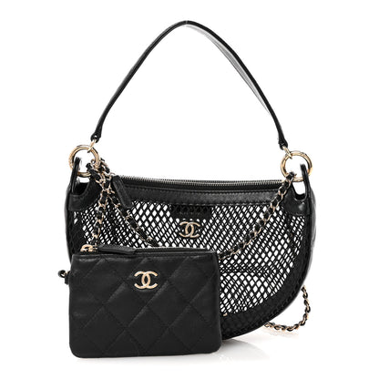 Chanel Mesh Shiny Lambskin Chain Hobo Black 3 of 12