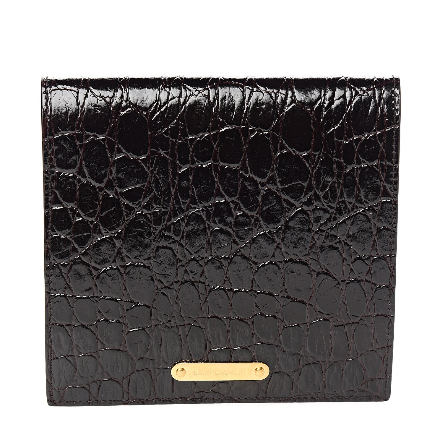 Calfskin Crocodile Embossed Wallet Black