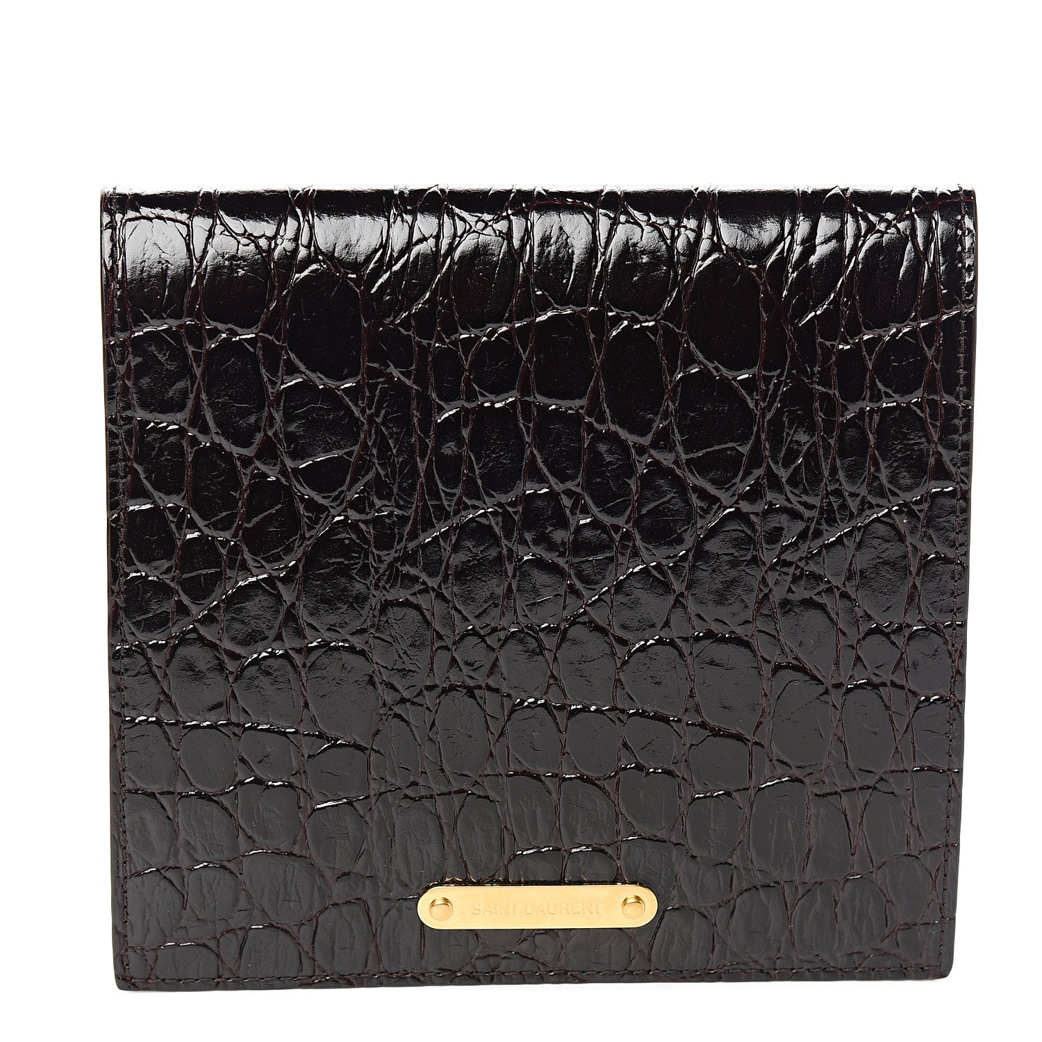 Saint Laurent Calfskin Crocodile Embossed Wallet Black 1 of 5
