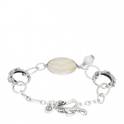 John Hardy Sterling Silver Pearl Mother of Pearl Naga Dragon Link Bracelet 3 of 4