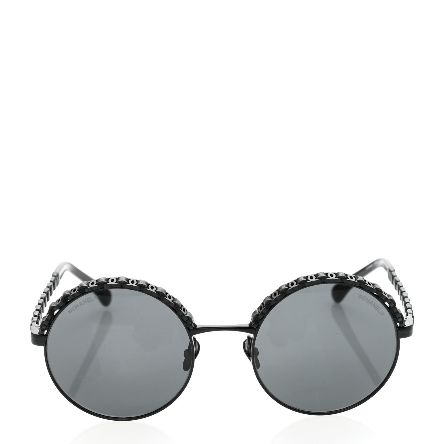 Chanel Metal Calfskin Round Chain Sunglasses 4265-Q Black 2 of 8