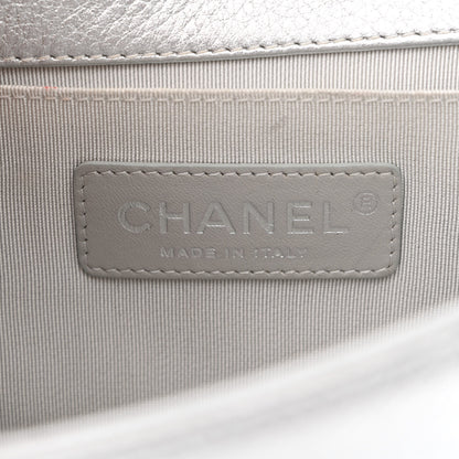 Chanel Metallic Calfskin Camellia Quilted Small Boy Flap Silver 6 of 10