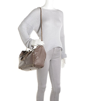 Valentino Garavani Vitello Medium Rockstud Tote Brun 2 of 8