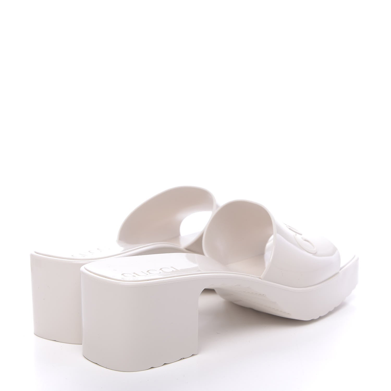 Gucci Rubber Gucci Logo Womens Platform 20/60mm Slide Sandals 38 Mystic White 4 of 8