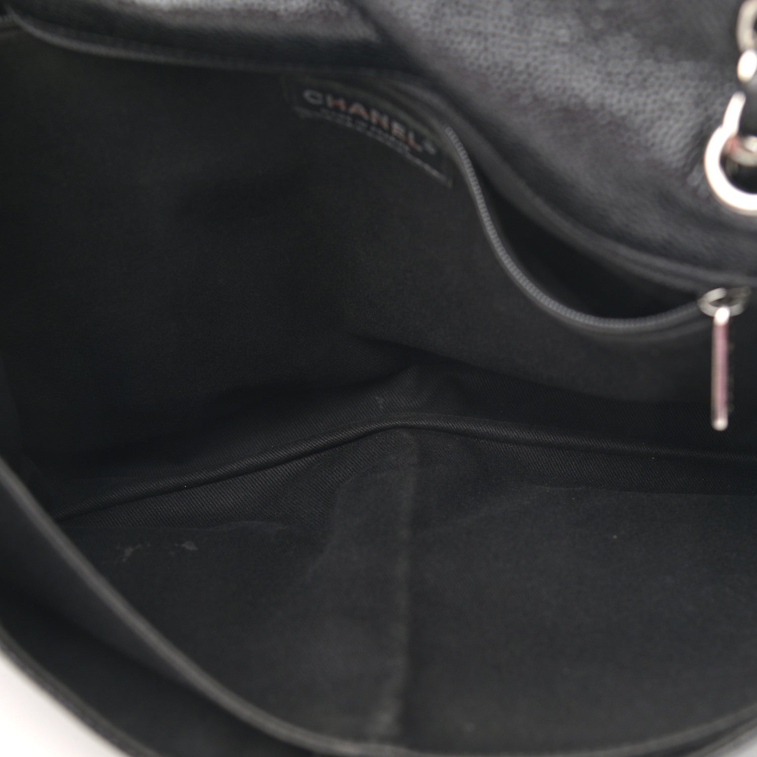 Chanel Grained Calfskin Large Natural Beauty Flap Black 5 of 12