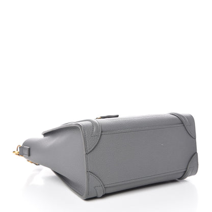 Celine Drummed Calfskin Nano Luggage Kohl 4 of 10
