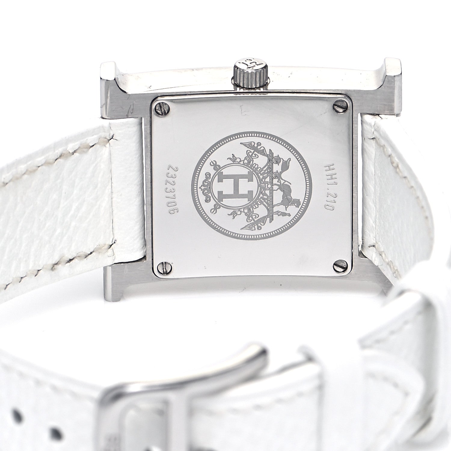 Hermes Stainless Steel Epsom 21mm Heure H Hour Quartz Watch Blanc 4 of 4