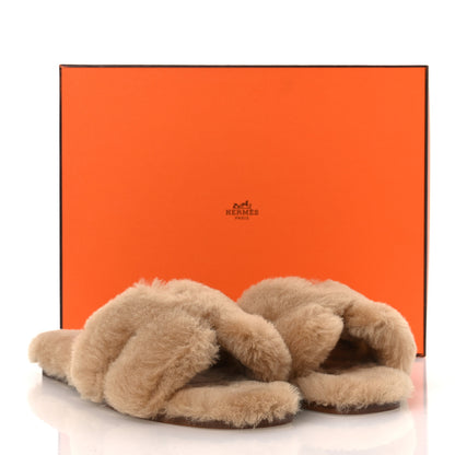 Hermes Woolskin Oran Sandals 39 Naturel 10 of 10