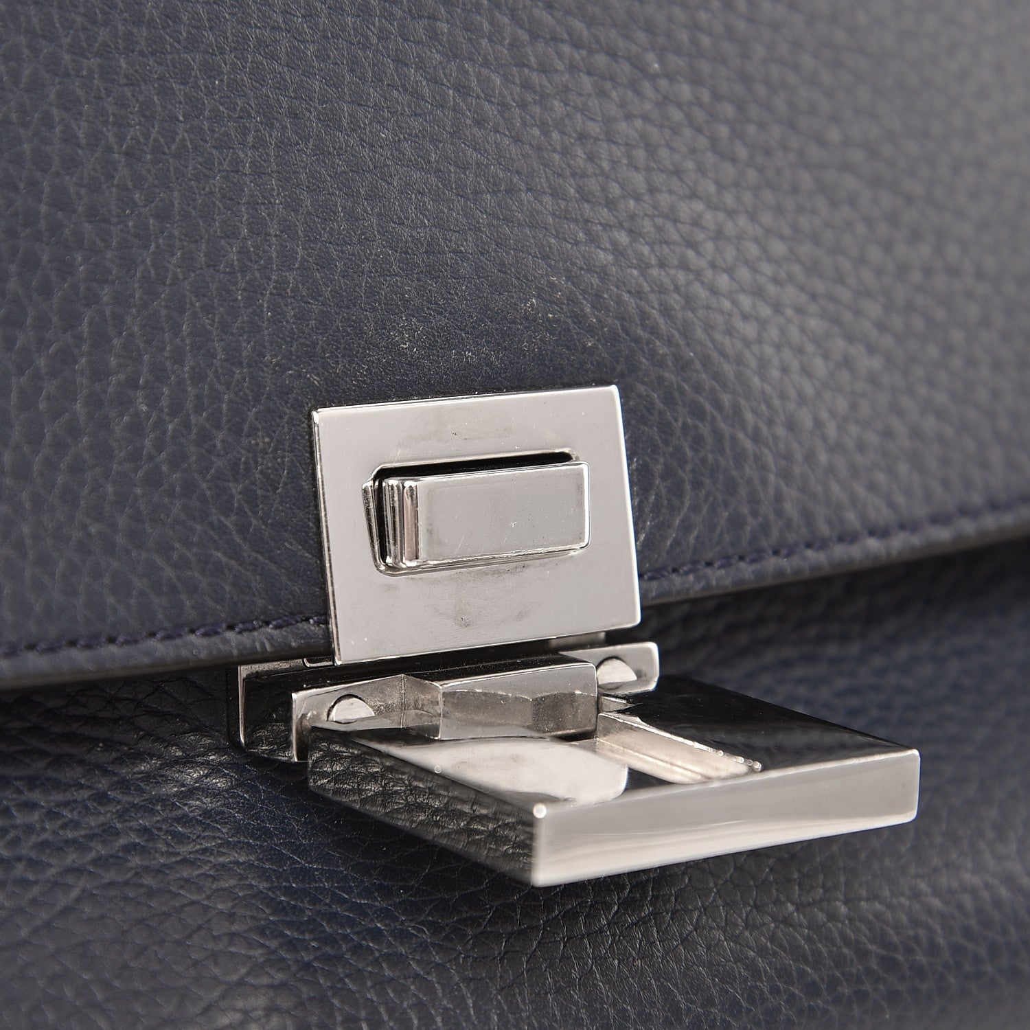 Celine Drummed Calfskin Suede Medium Trapeze Navy 9 of 15