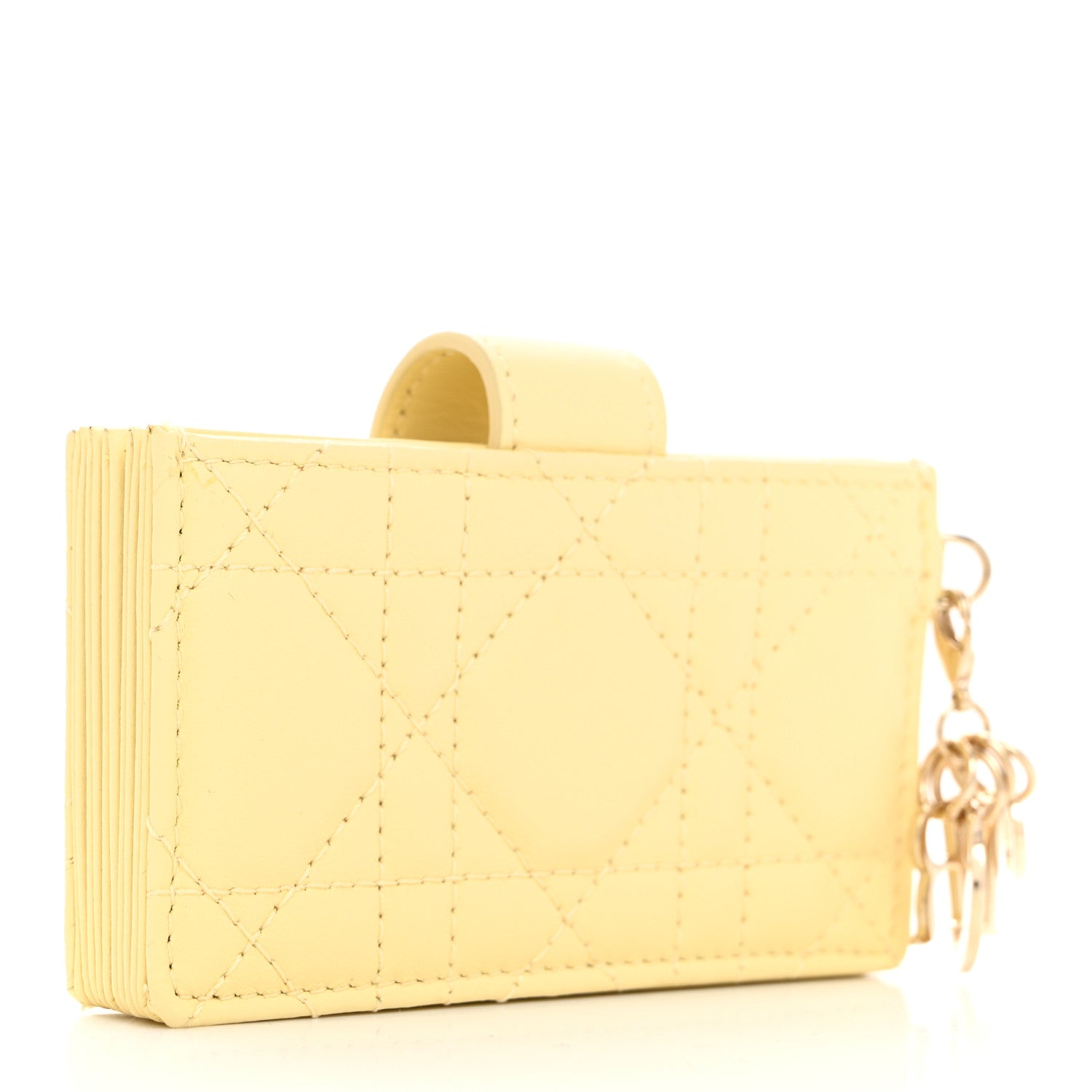 Christian Dior Lambskin Cannage Lady Dior 5-Gusset Card Holder Soft Yellow 3 of 8