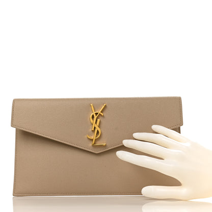 Saint Laurent Grain De Poudre Uptown Pouch Dark Beige 2 of 6