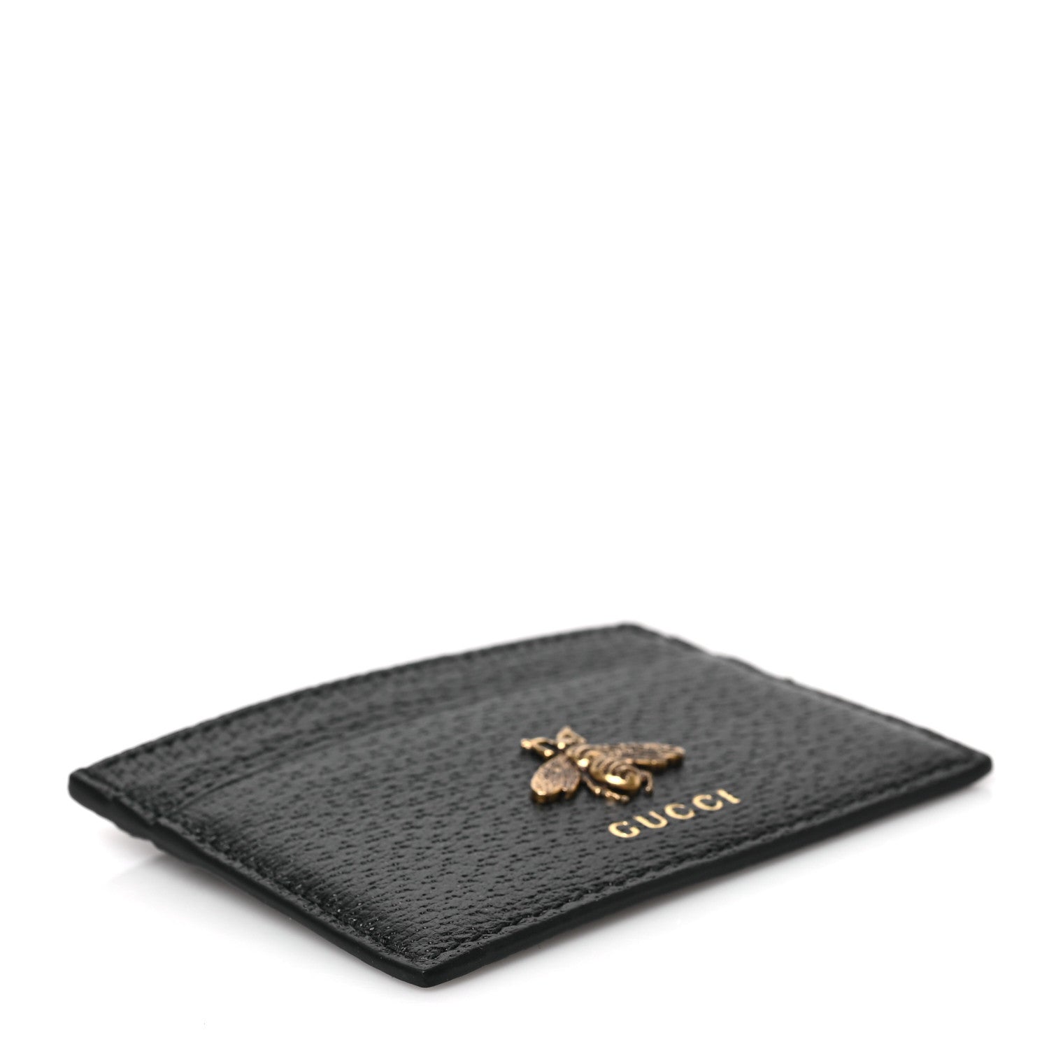 Gucci Pebbled Calfskin Animalier Card Holder Black 4 of 7