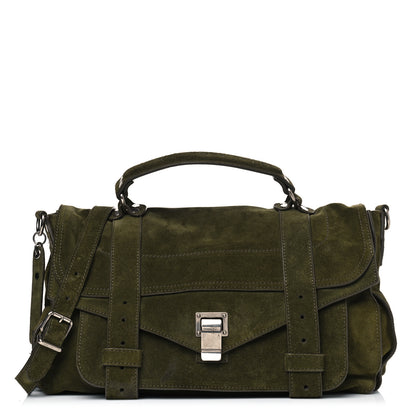 Proenza Schouler Suede Medium PS1 Satchel Olive 1 of 6
