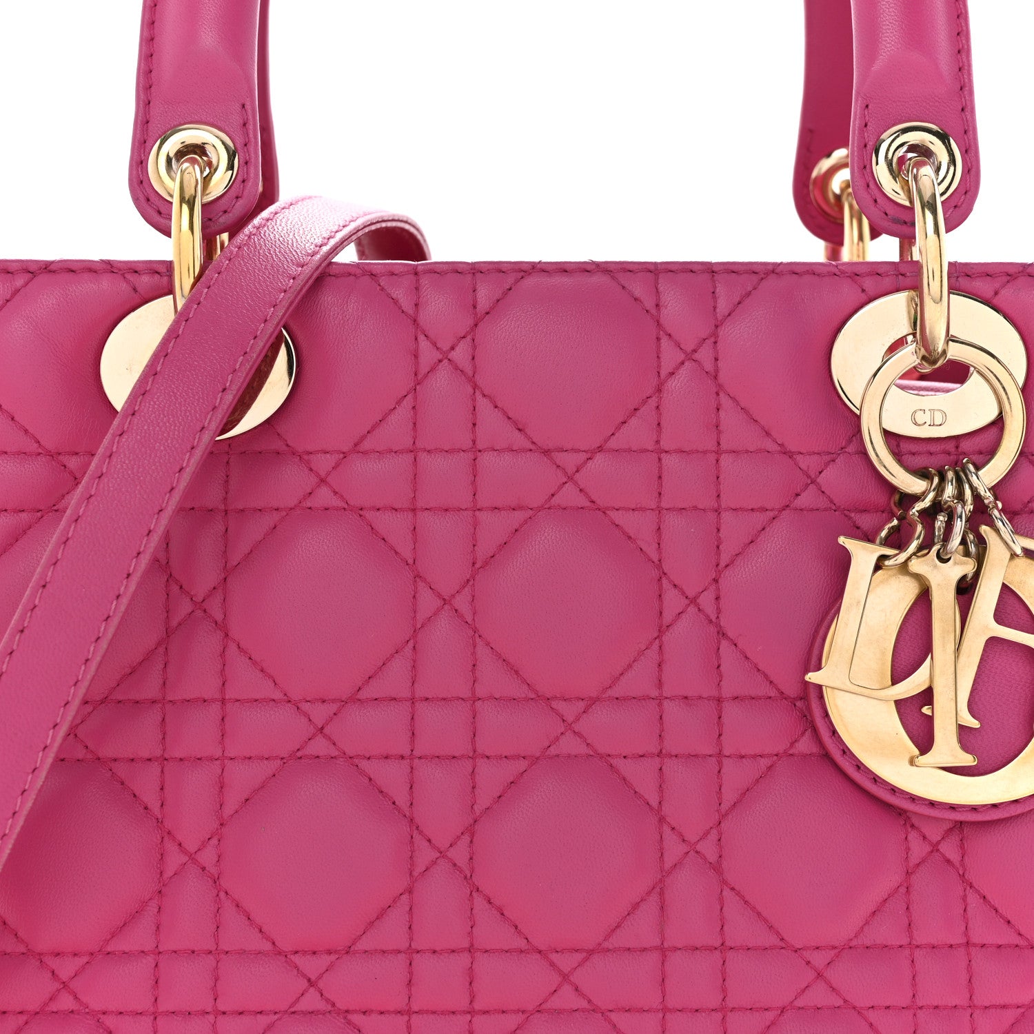Christian Dior Lambskin Cannage Medium Lady Dior Fuchsia 8 of 16