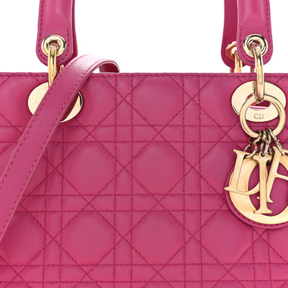Christian Dior Lambskin Cannage Medium Lady Dior Fuchsia 8 of 16