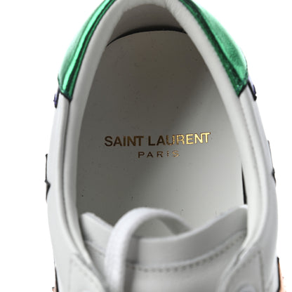Saint Laurent Calfskin Womens Star Court Sneakers 37 Green Multicolor 7 of 8
